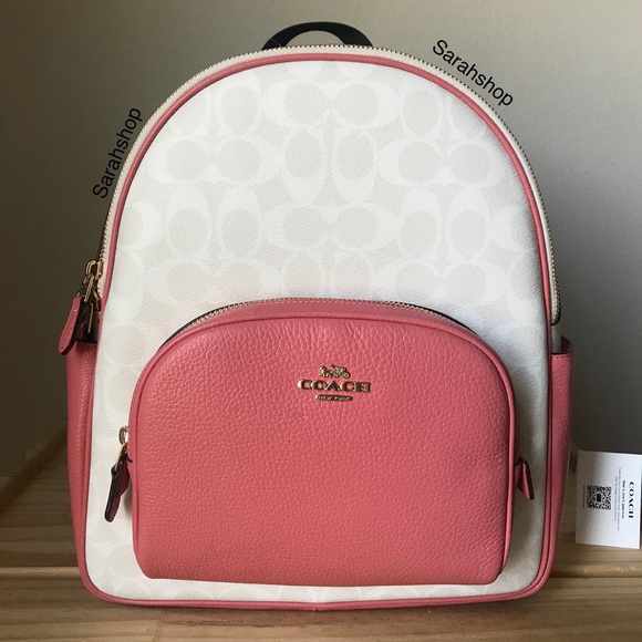 Coach Handbags - Coach White and Pink Backpack